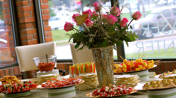 Gourmet food table at a Luxe Corporate Events.